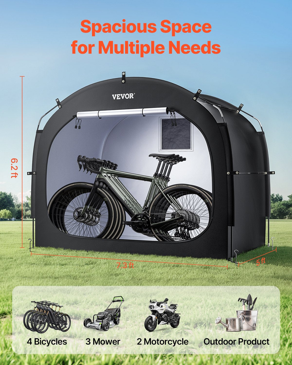 Bike Storage Tent, 4 to 5 Bikes, Outdoor Spacious Bike Storage Tent