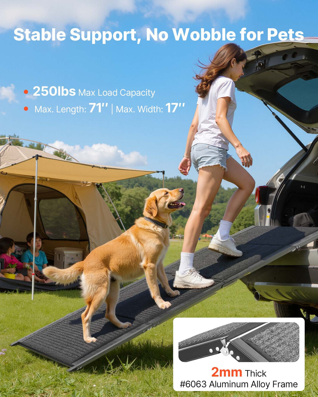 Dog Ramp for Cars, 180 x 43.2 cm, Folding Pet Ramps for Medium & Large - Cart2u.ro