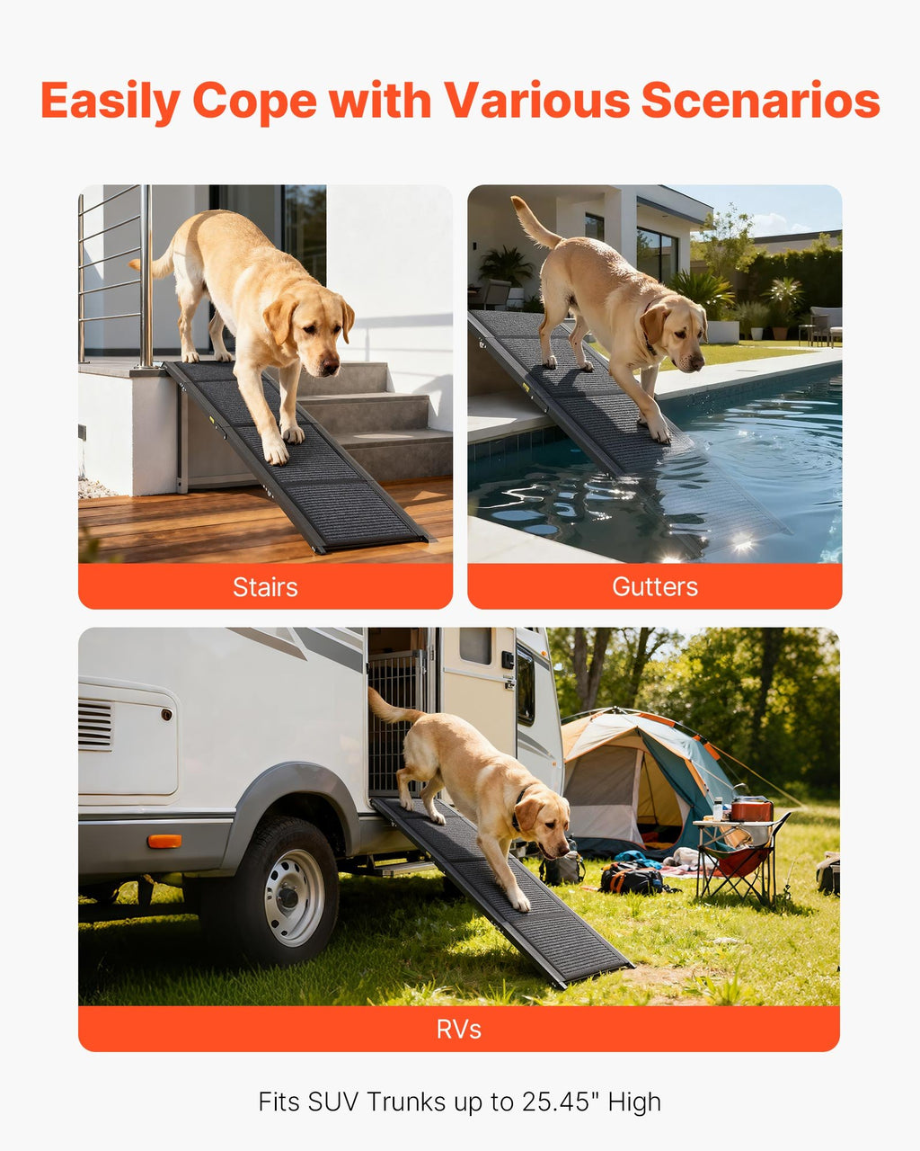 Dog Ramp for Cars, 180 x 43.2 cm, Folding Pet Ramps for Medium & Large - Cart2u.ro