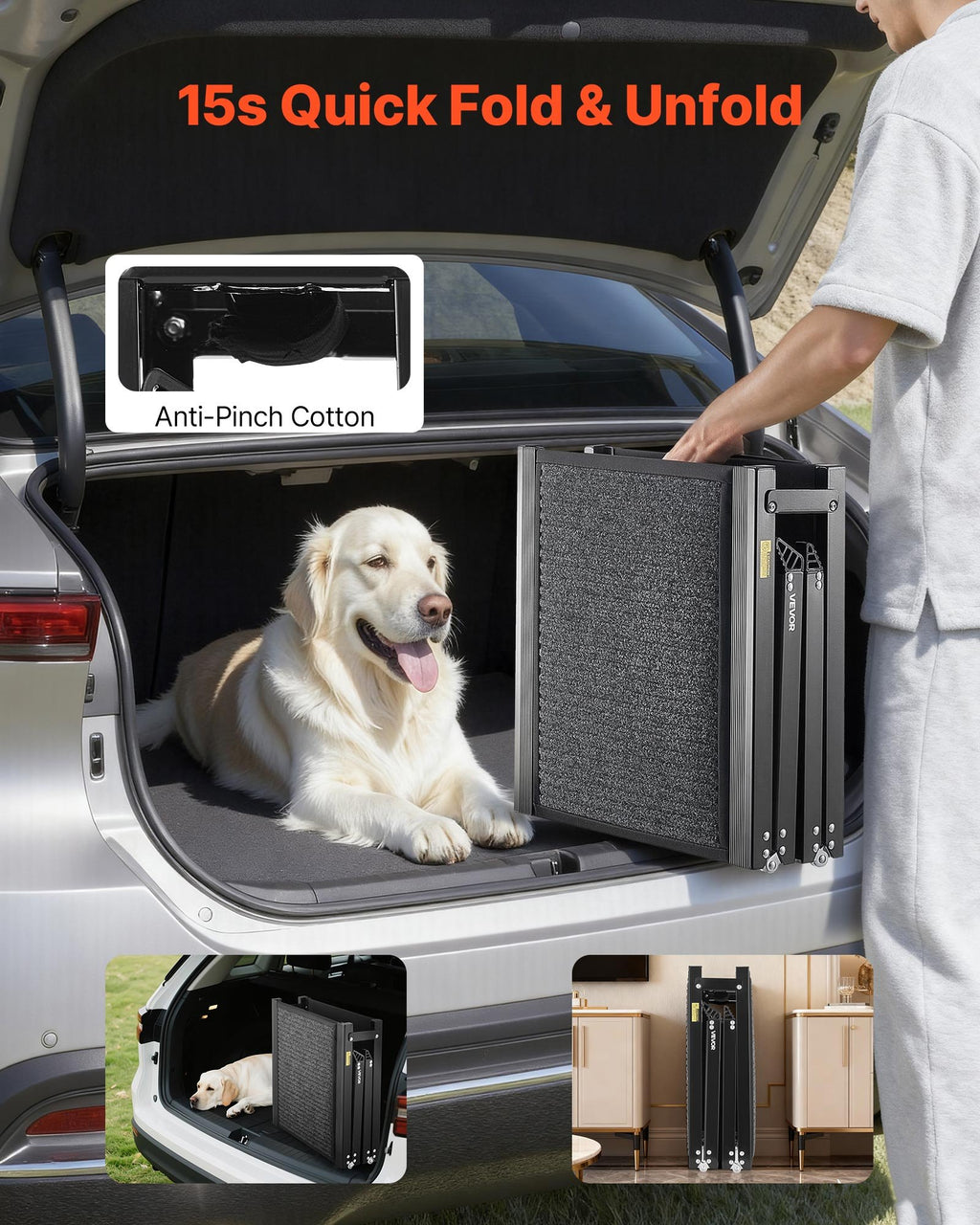 Dog Ramp for Cars, 180 x 43.2 cm, Folding Pet Ramps for Medium & Large - Cart2u.ro