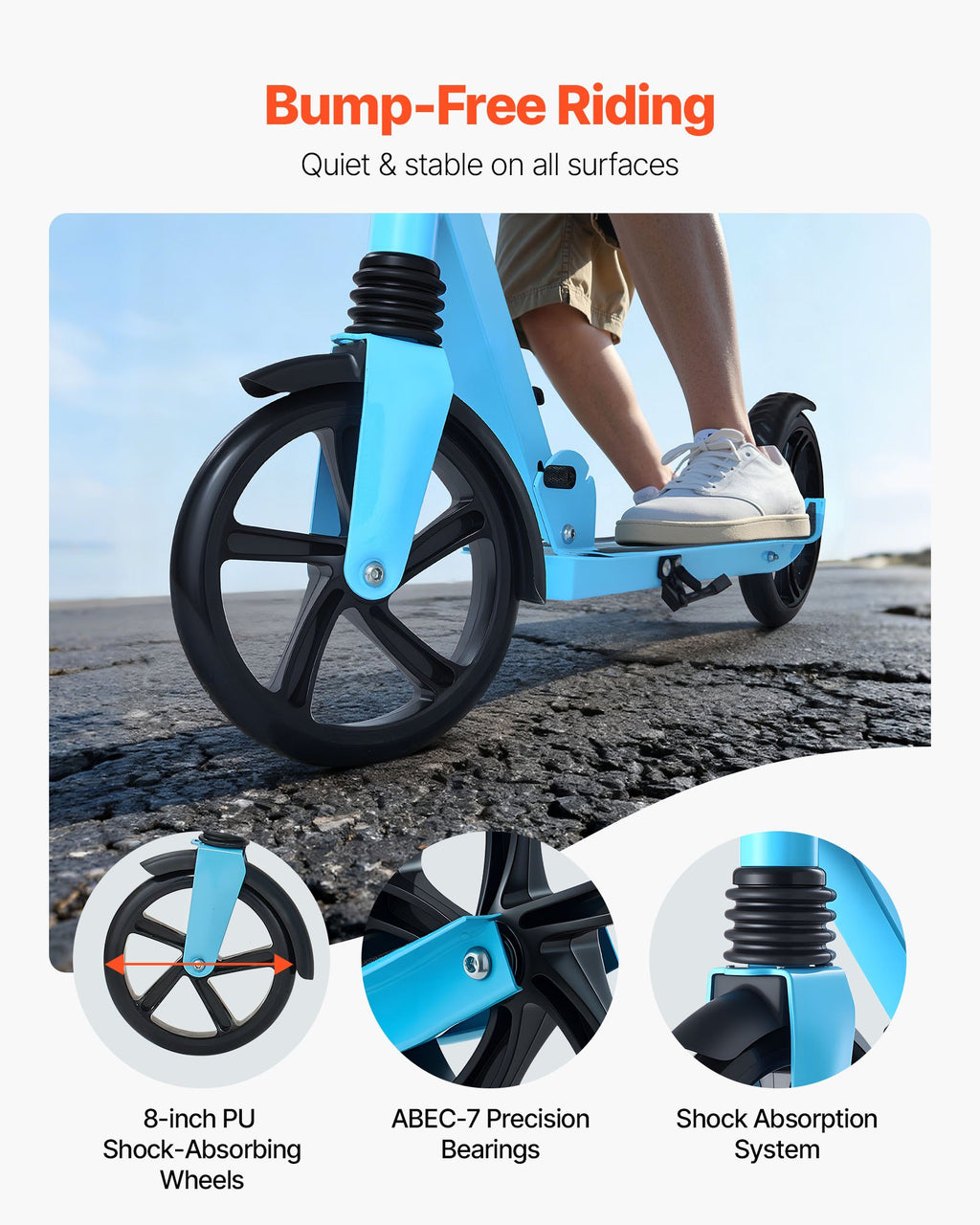 Kick Scooter for Kids Ages 8+, Teens & Adults, 2-Wheel Toddler Scooter