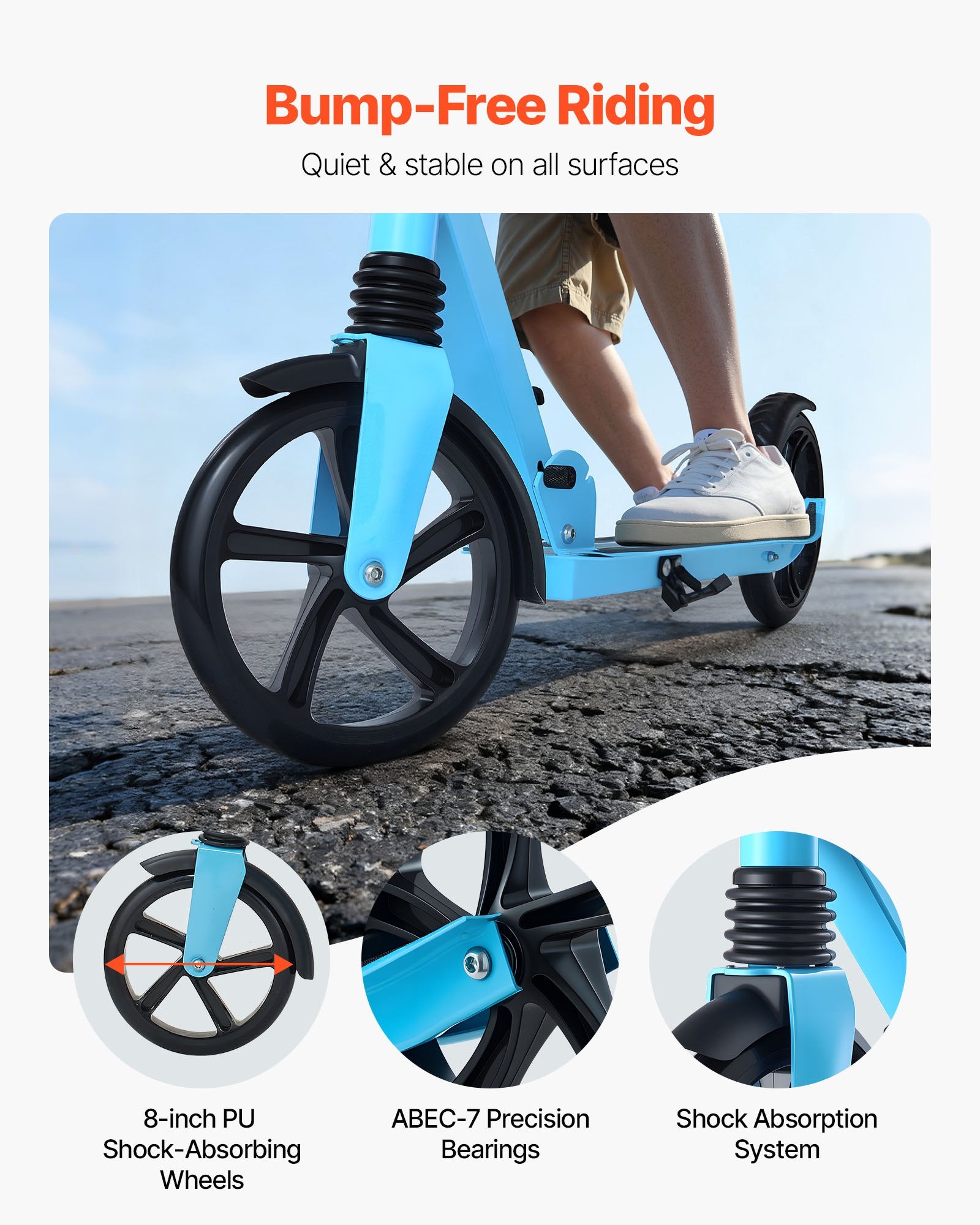 Kick Scooter for Kids Ages 8+, Teens & Adults, 2-Wheel Toddler Scooter