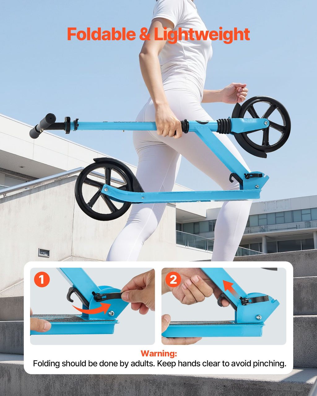 Kick Scooter for Kids Ages 8+, Teens & Adults, 2-Wheel Toddler Scooter
