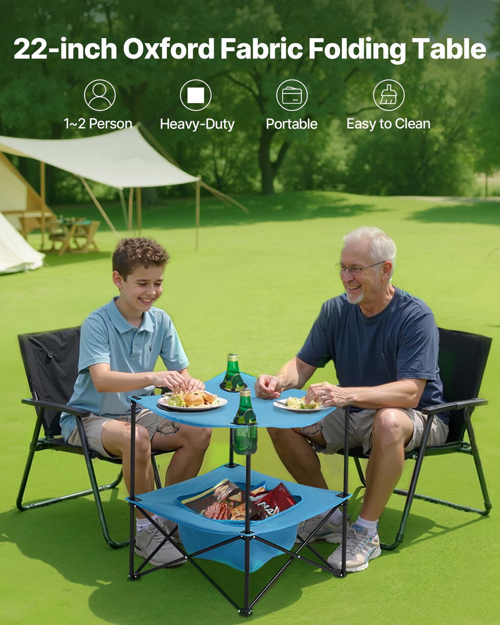 Folding Camping Table, Portable Outdoor Lightweight Picnic Table, 600D