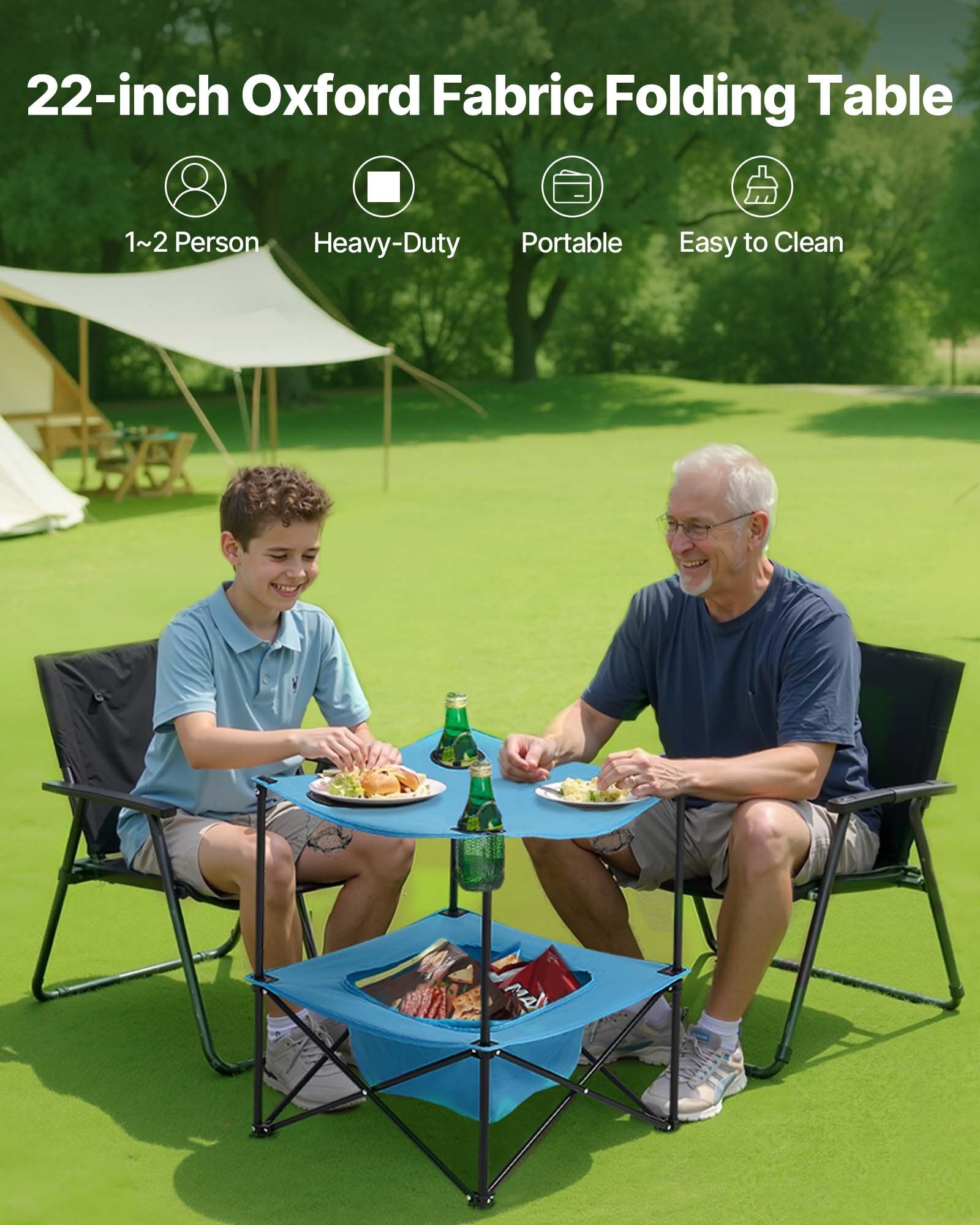 Folding Camping Table, Portable Outdoor Lightweight Picnic Table, 600D