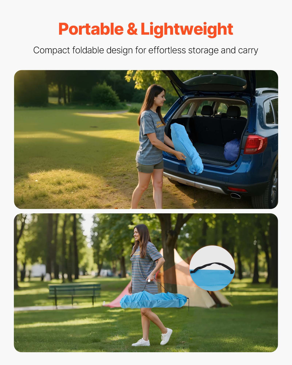 Folding Camping Table, Portable Outdoor Lightweight Picnic Table, 600D