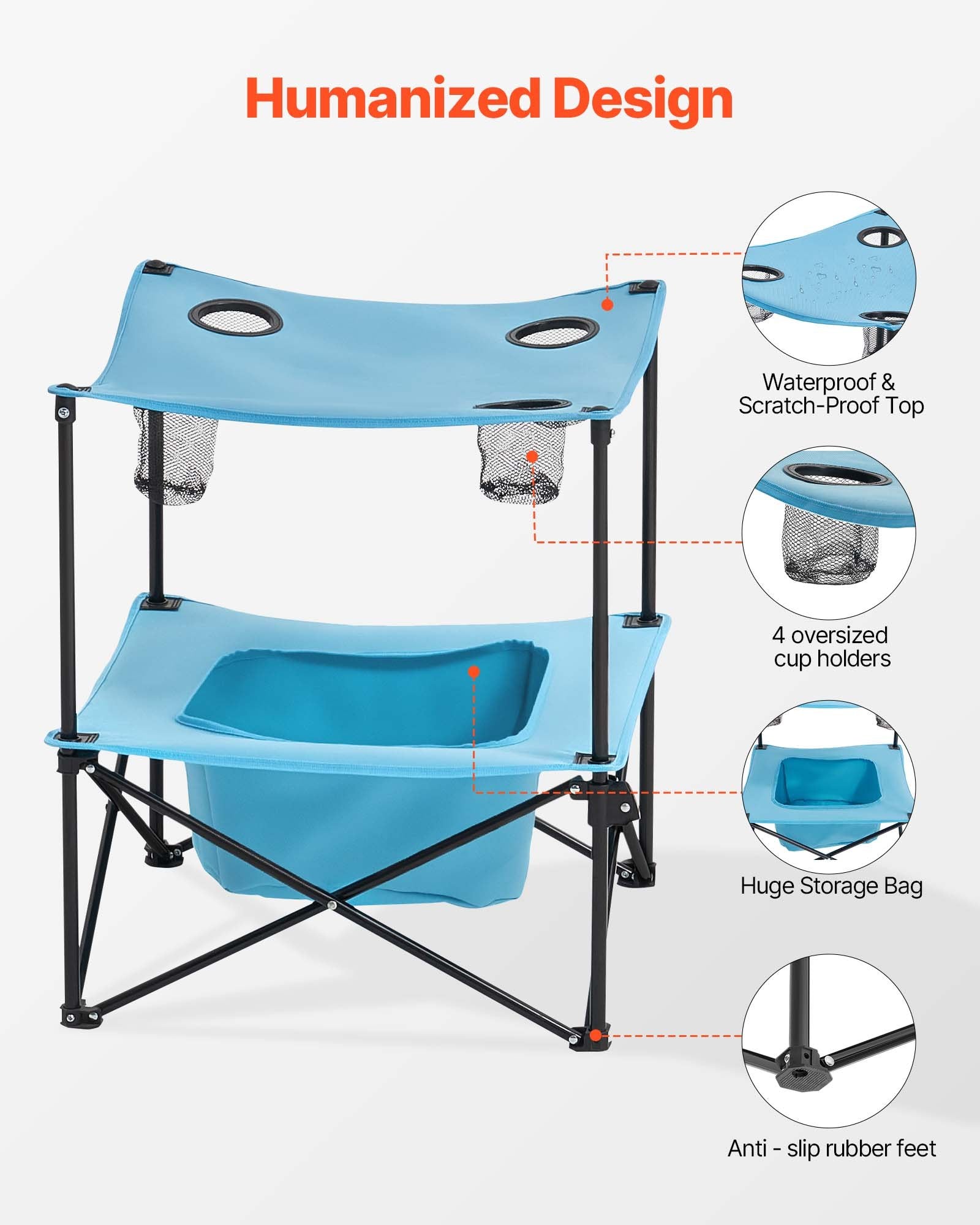 Folding Camping Table, Portable Outdoor Lightweight Picnic Table, 600D