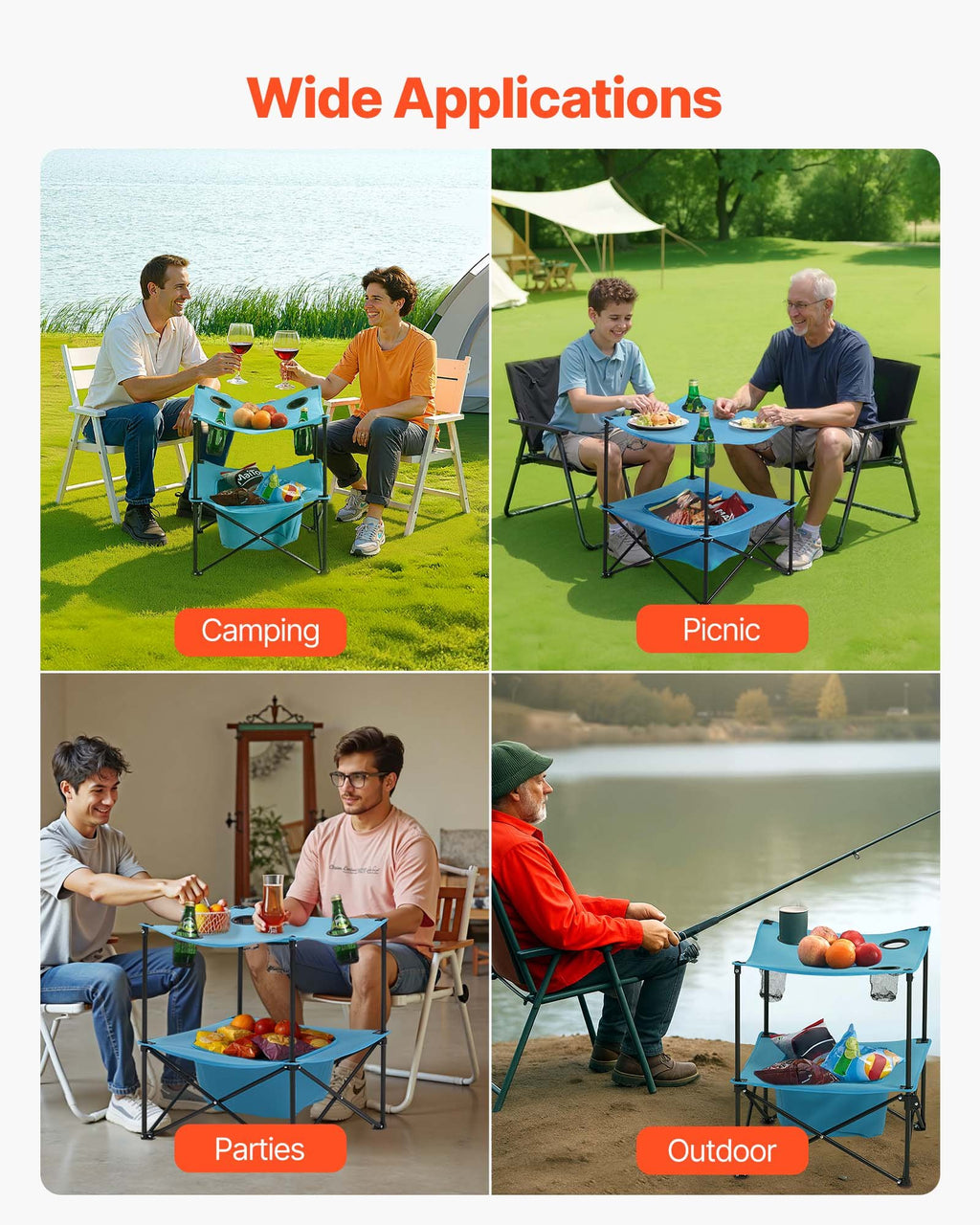 Folding Camping Table, Portable Outdoor Lightweight Picnic Table, 600D