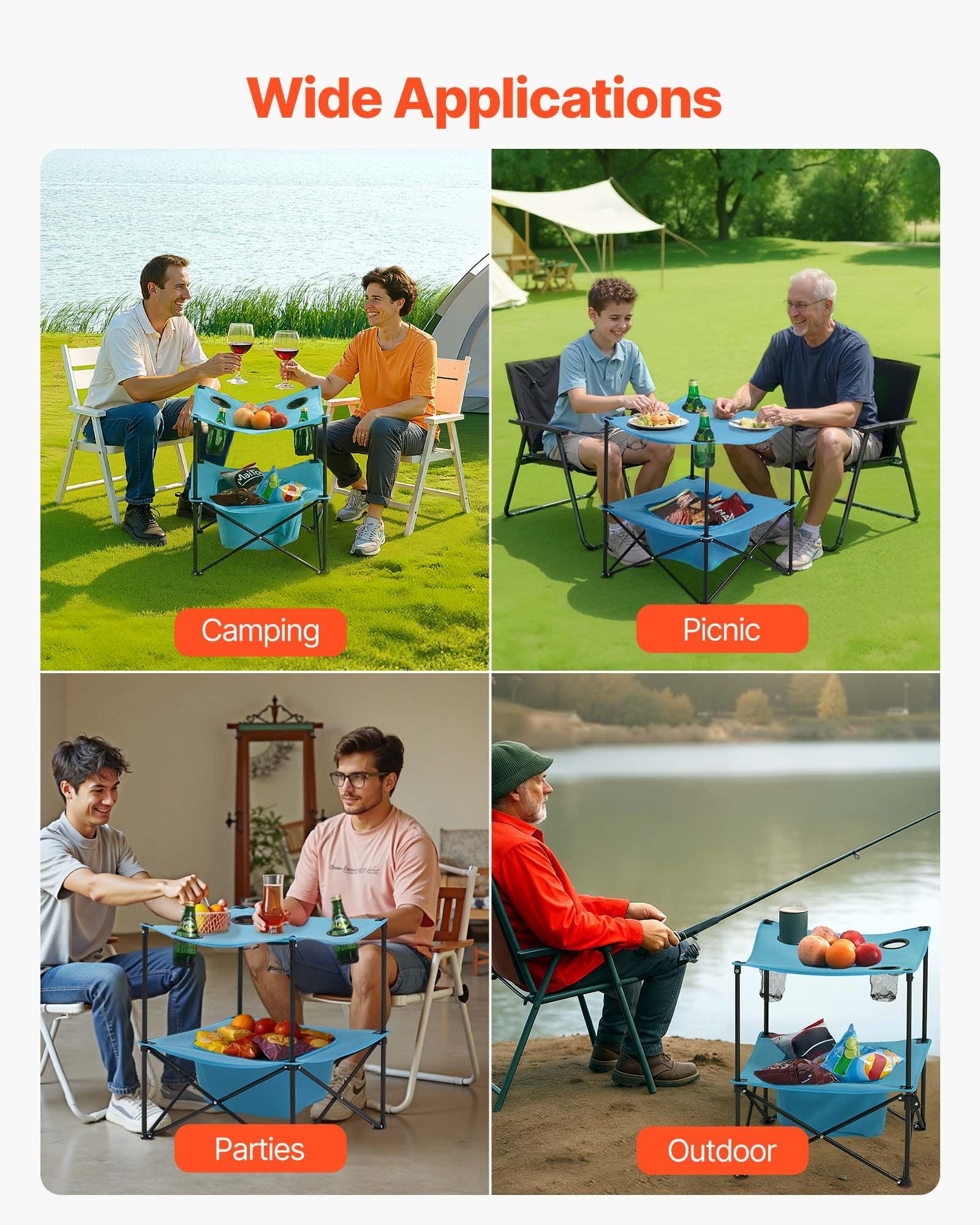 Folding Camping Table, Portable Outdoor Lightweight Picnic Table, 600D