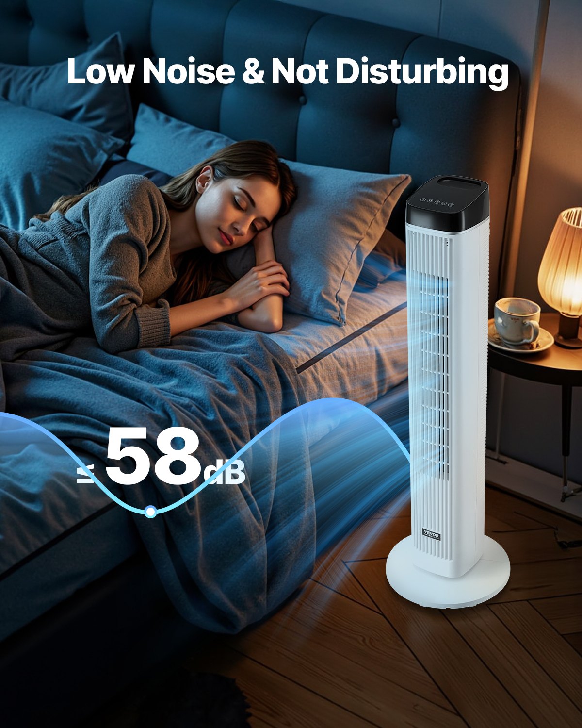 Tower Fan, 22 ft/s Velocity Quiet Floor Fan, 70° Oscillating Fans for - Cart2u.ro