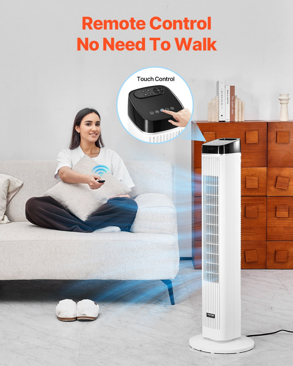 Tower Fan, 22 ft/s Velocity Quiet Floor Fan, 70° Oscillating Fans for - Cart2u.ro
