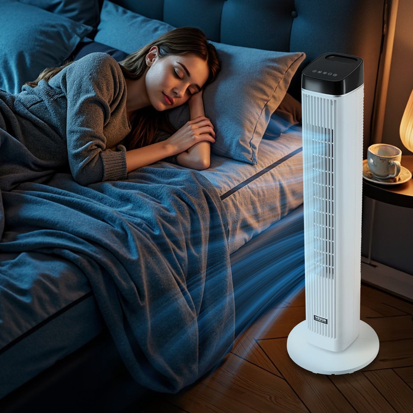 Tower Fan, 22 ft/s Velocity Quiet Floor Fan, 70° Oscillating Fans for