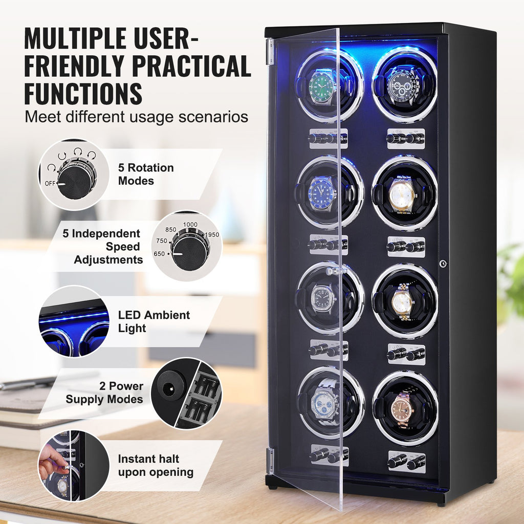 Watch Winder, Watch Winder for 8 Men's and Women's Automatic Watches,