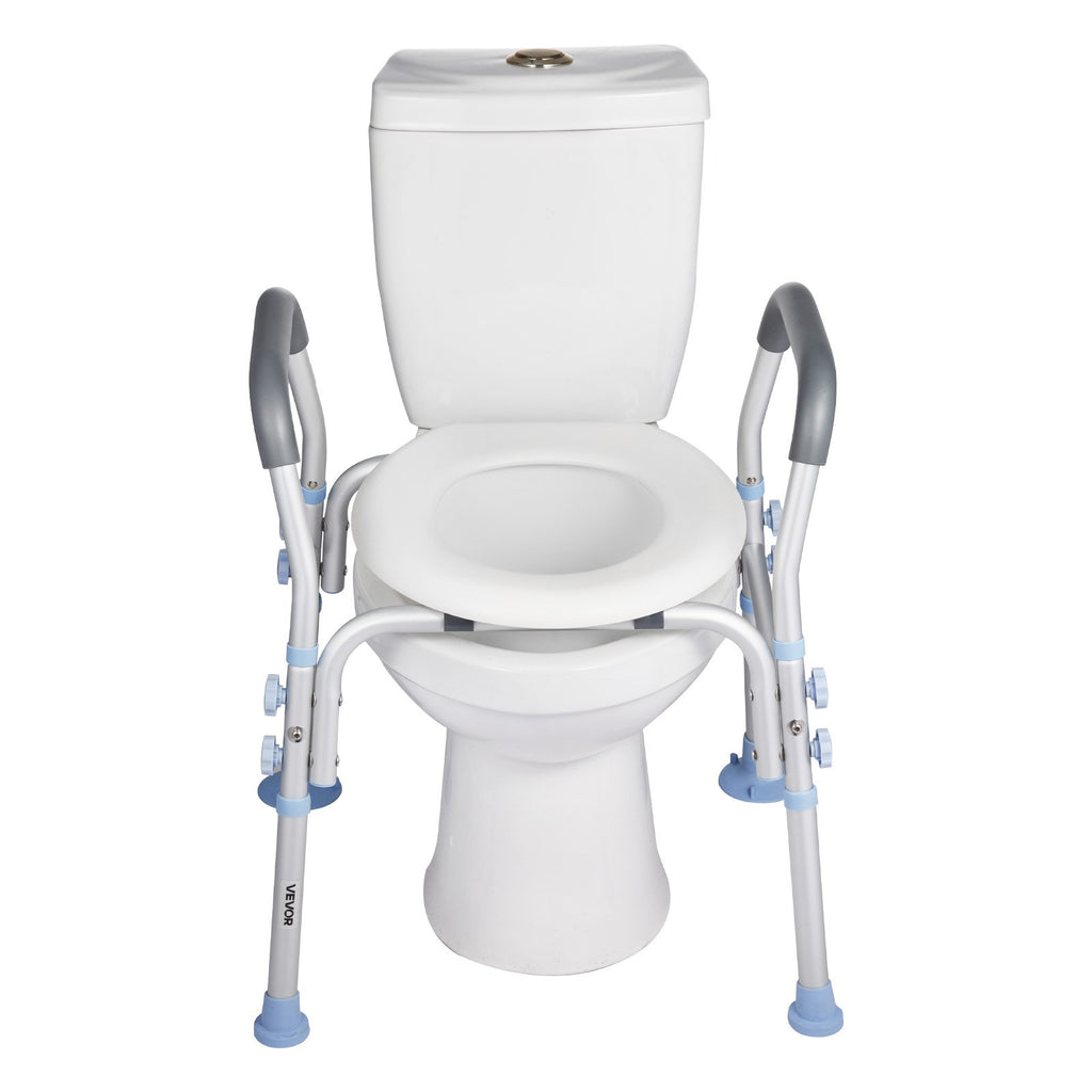 Raised Toilet Seat with Arms, 136 kg Load Capacity, Adjustable Height,