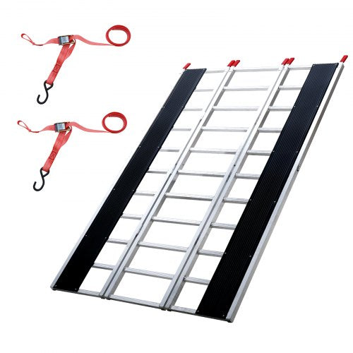 Tri-Fold Loading Ramp, 2160 x 1375 mm, Non-Slip Aluminum Trailer Ramp