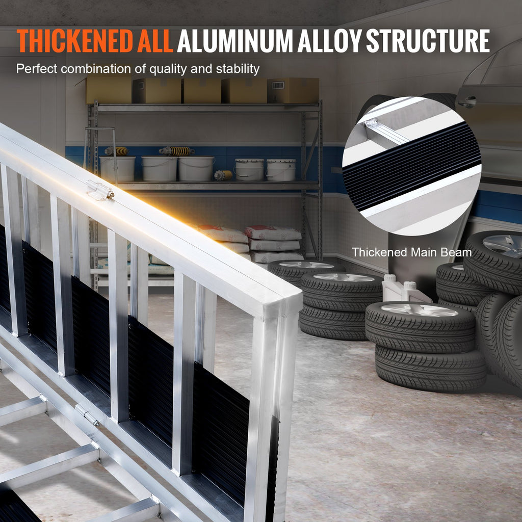 Tri-Fold Loading Ramp, 2160 x 1375 mm, Non-Slip Aluminum Trailer Ramp