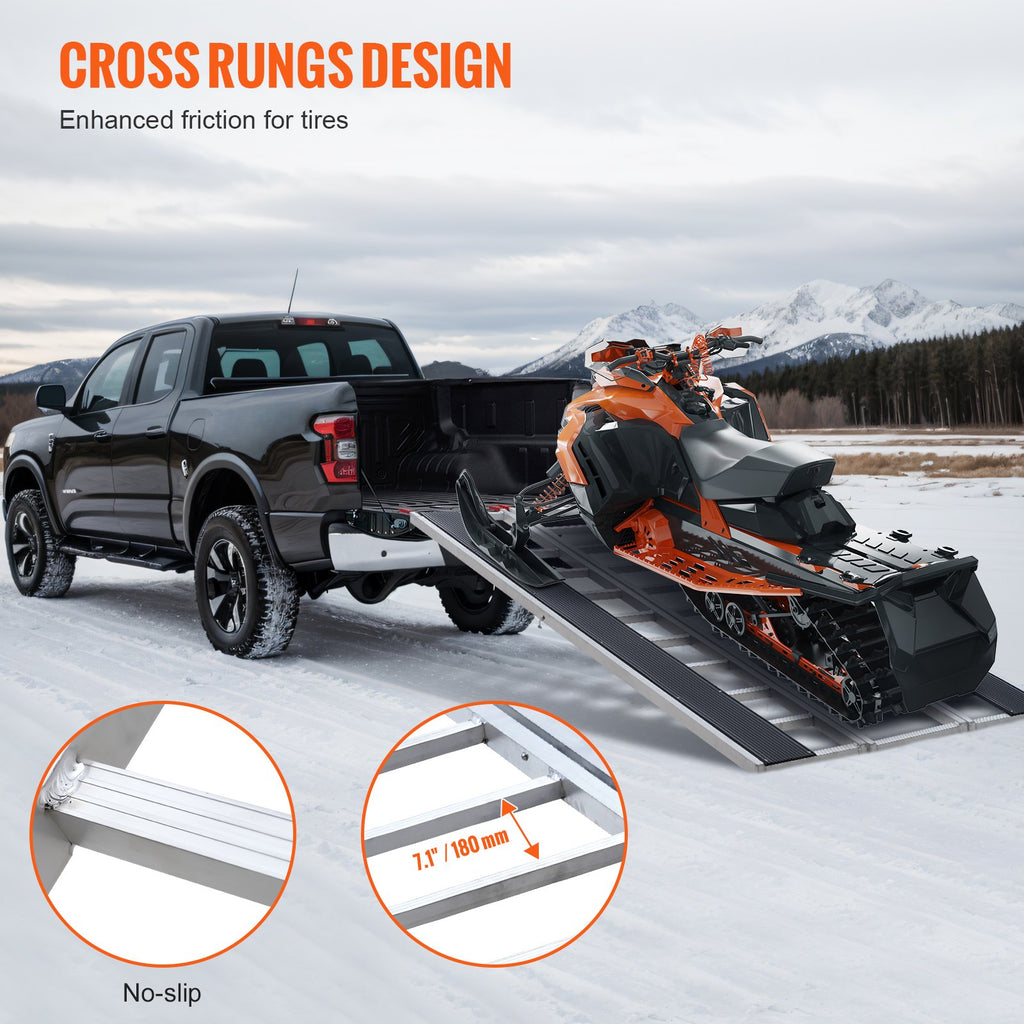 Tri-Fold Loading Ramp, 2160 x 1375 mm, Non-Slip Aluminum Trailer Ramp