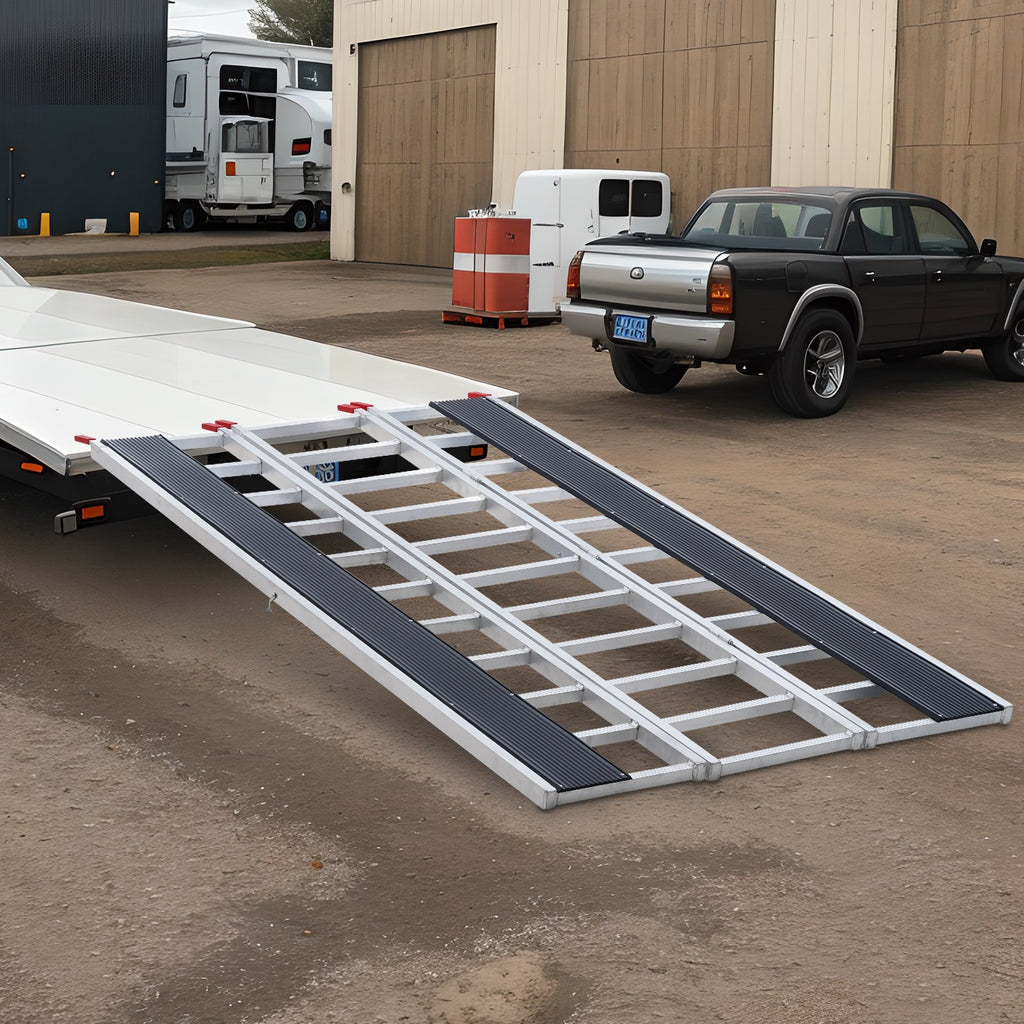 Tri-Fold Loading Ramp, 2160 x 1375 mm, Non-Slip Aluminum Trailer Ramp