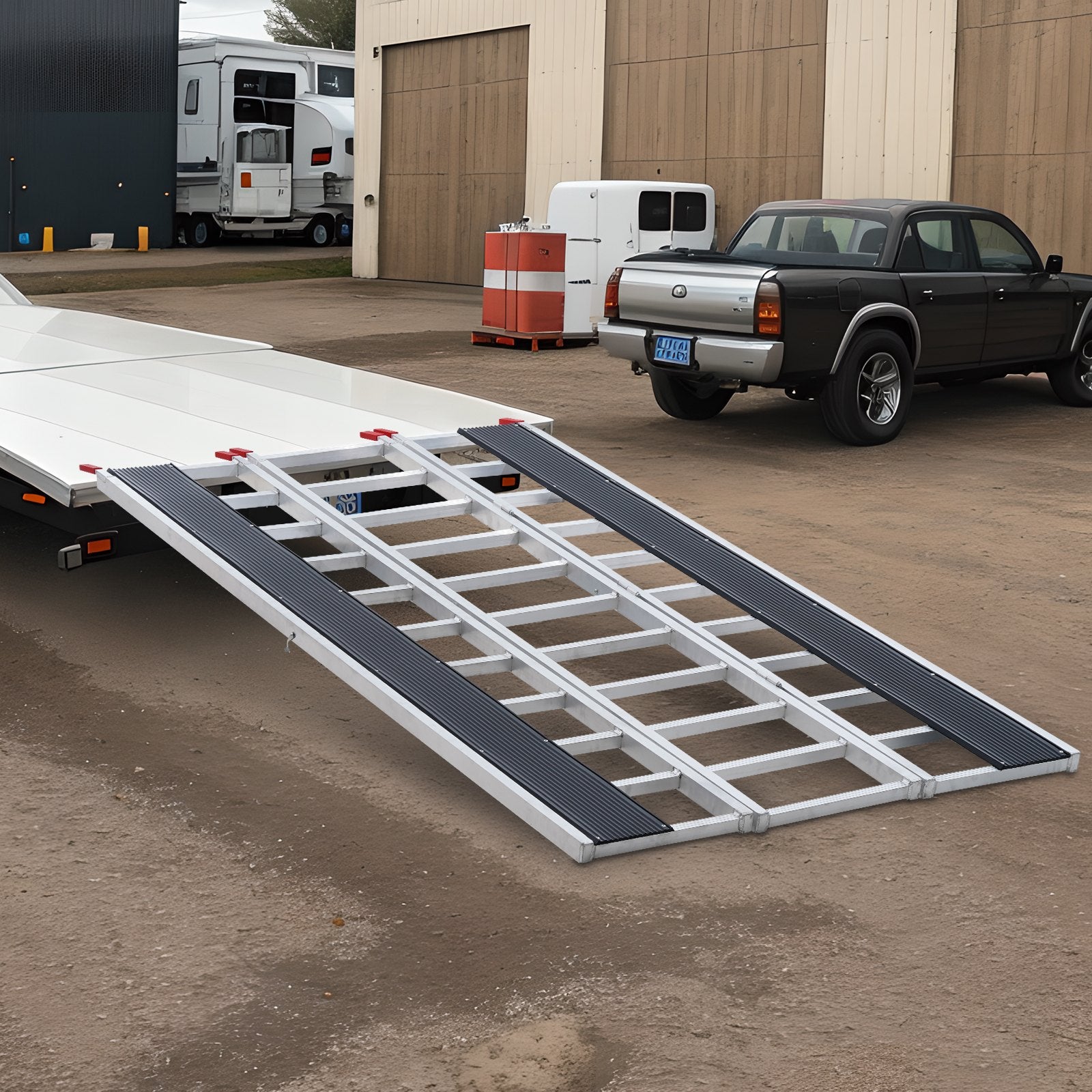 Tri-Fold Loading Ramp, 2160 x 1375 mm, Non-Slip Aluminum Trailer Ramp