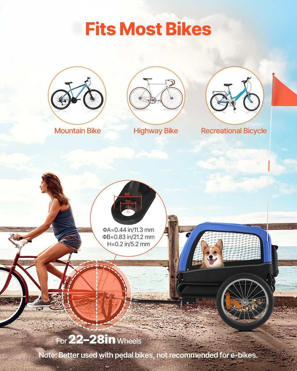 Dog Bike Trailer, Supports up to 30 kg, Pet Cart Bicycle Carrier for