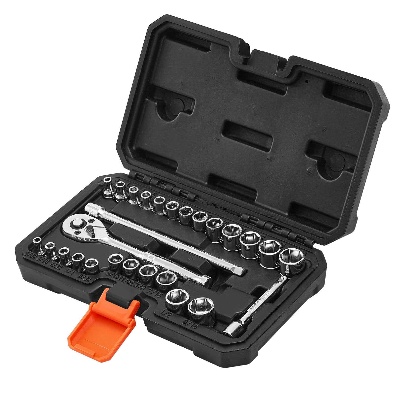 Set de chei tubulare, 27 piese, antrenor de 6,4 mm, set de chei tubulare și clichet, SAE și