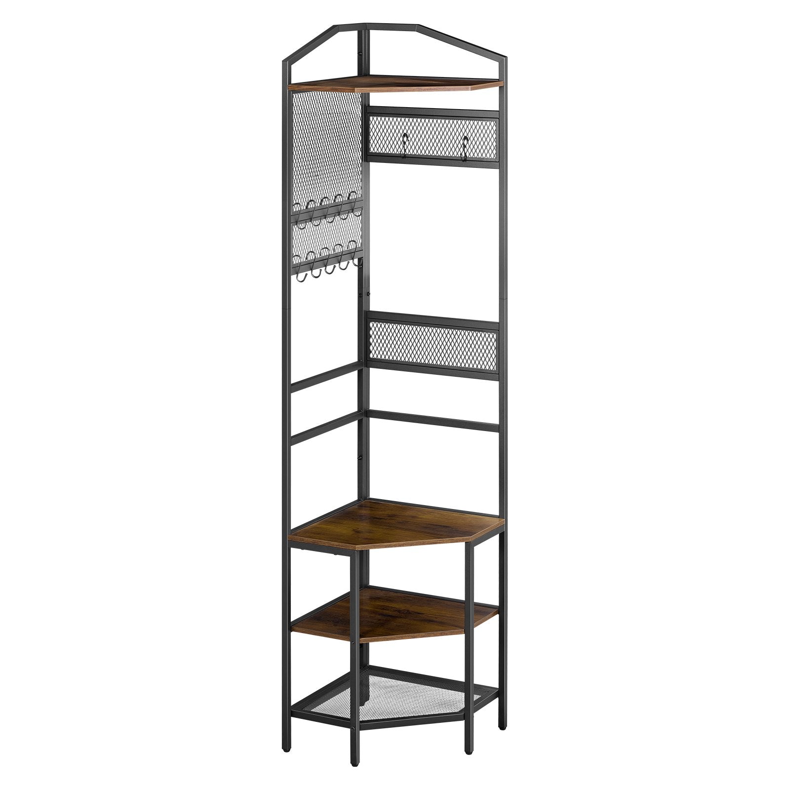 Corner Hall Tree, 1810 mm Coat Rack with Hooks, Top Shelf & Steel