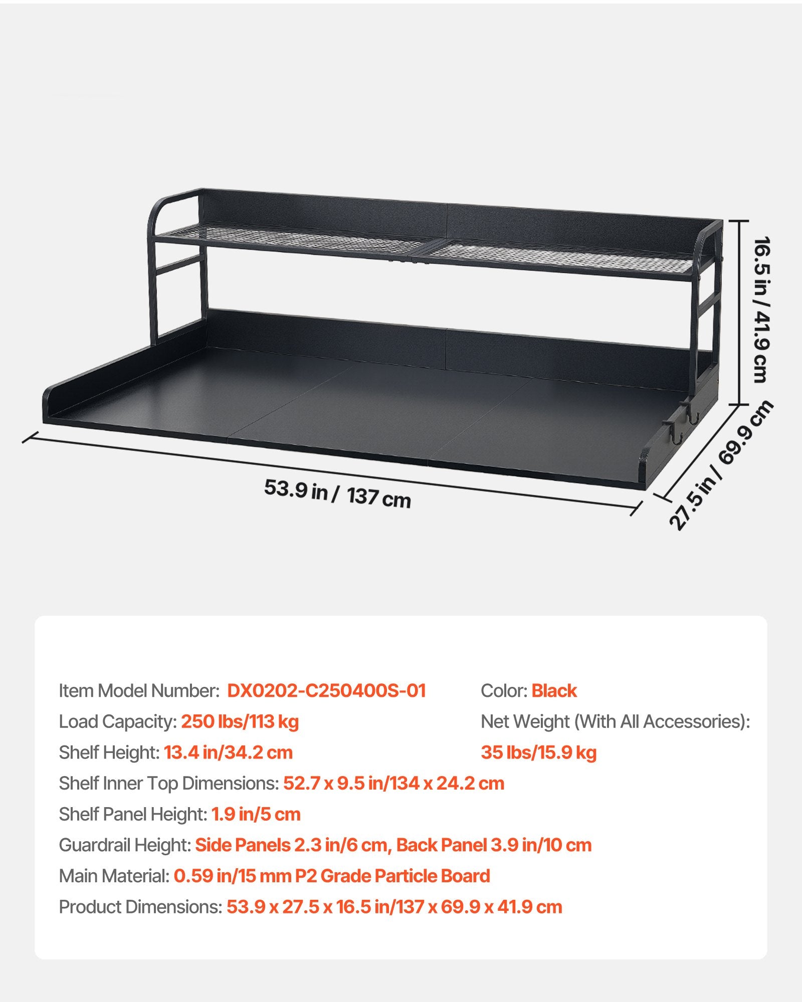Washer Dryer Countertop with Shelf, 137 x 69.9 cm Wooden Washer and