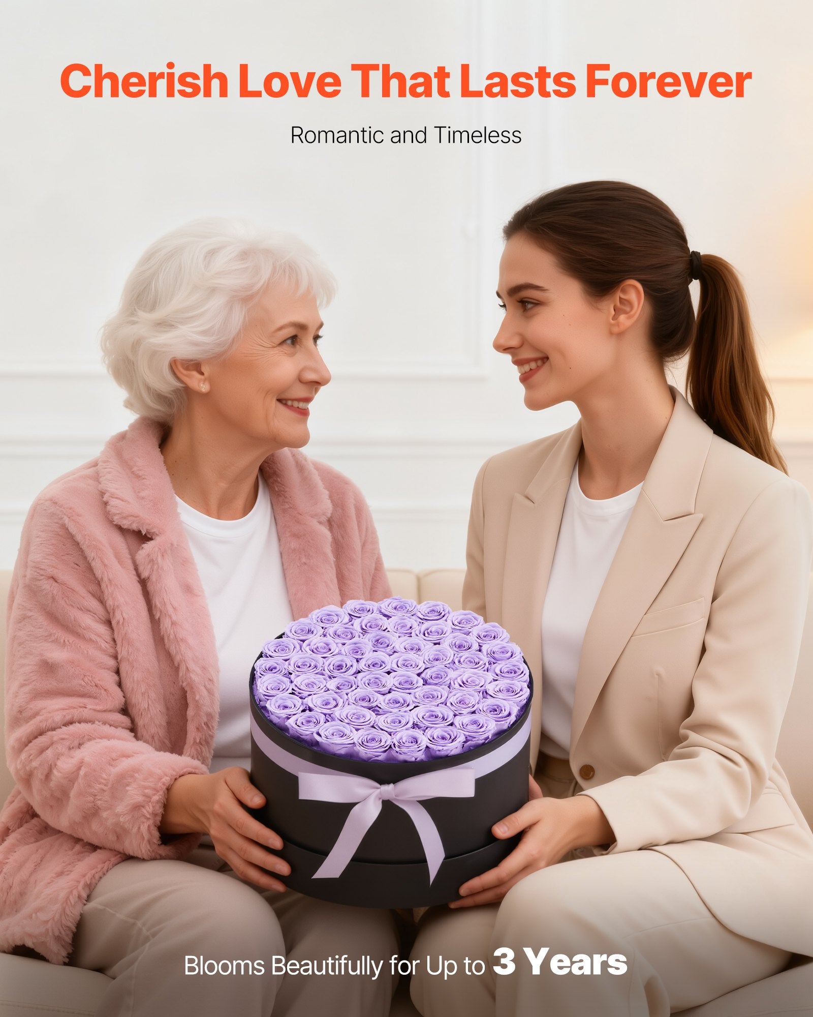 Forever Flowers, 50 Trandafiri Conservați într-o Cutie, Flori Eterne Nemuritoare