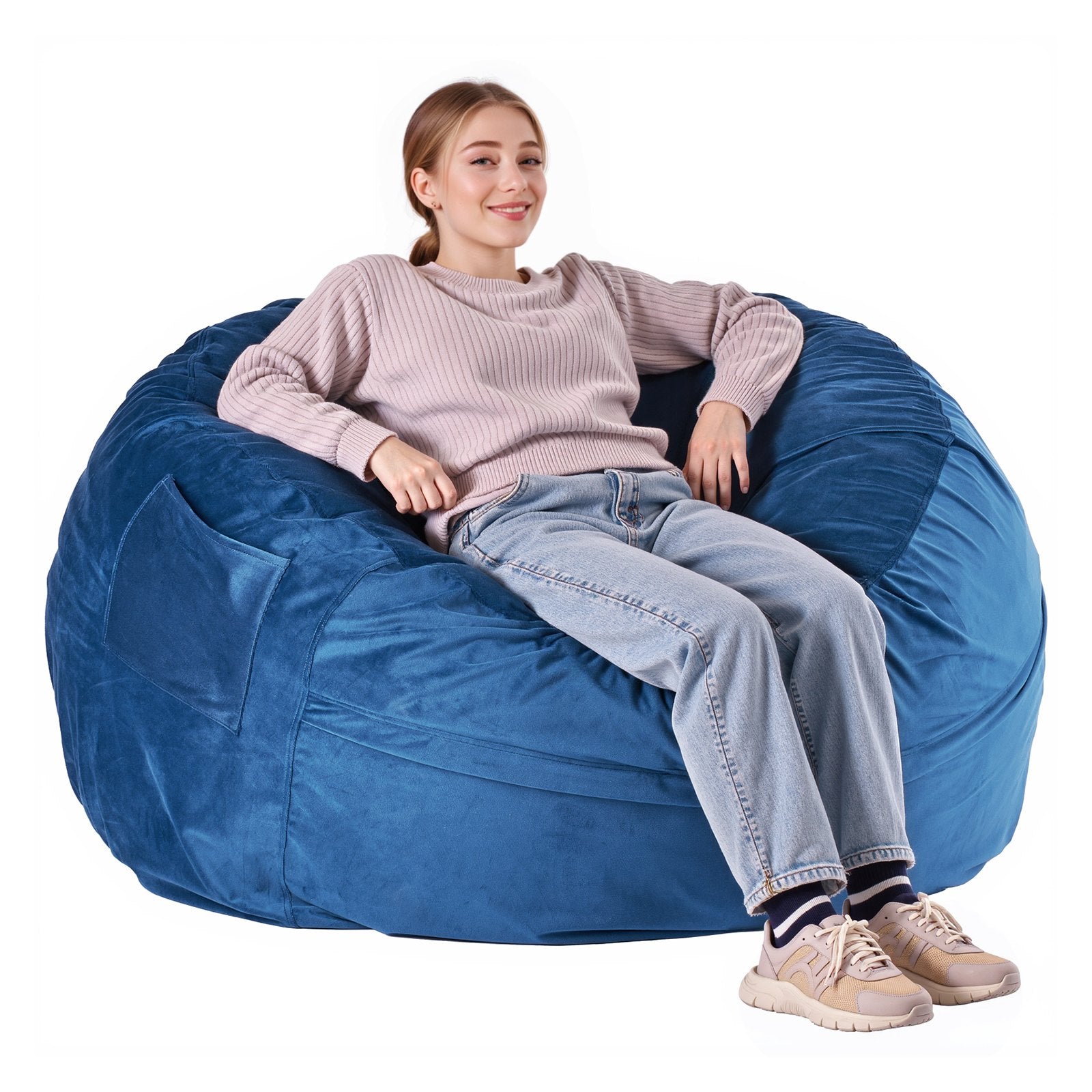 Bean Bag Chair, Round BeanBag Chair with Removable & Washable Cover