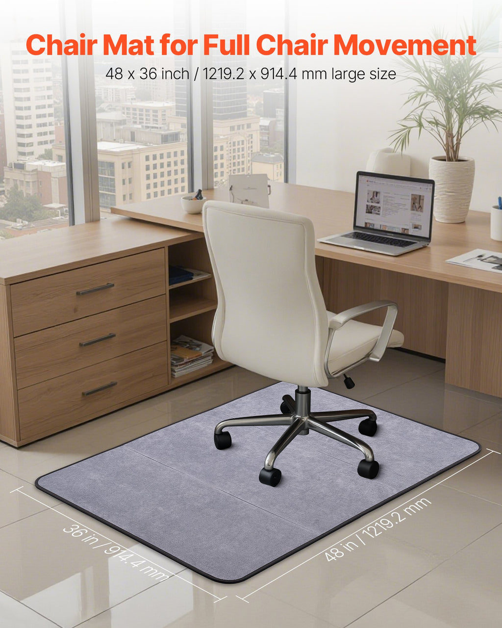 Chair Mat, 915 x 1225 mm Office Chair Mat for Hard Floors, Floor
