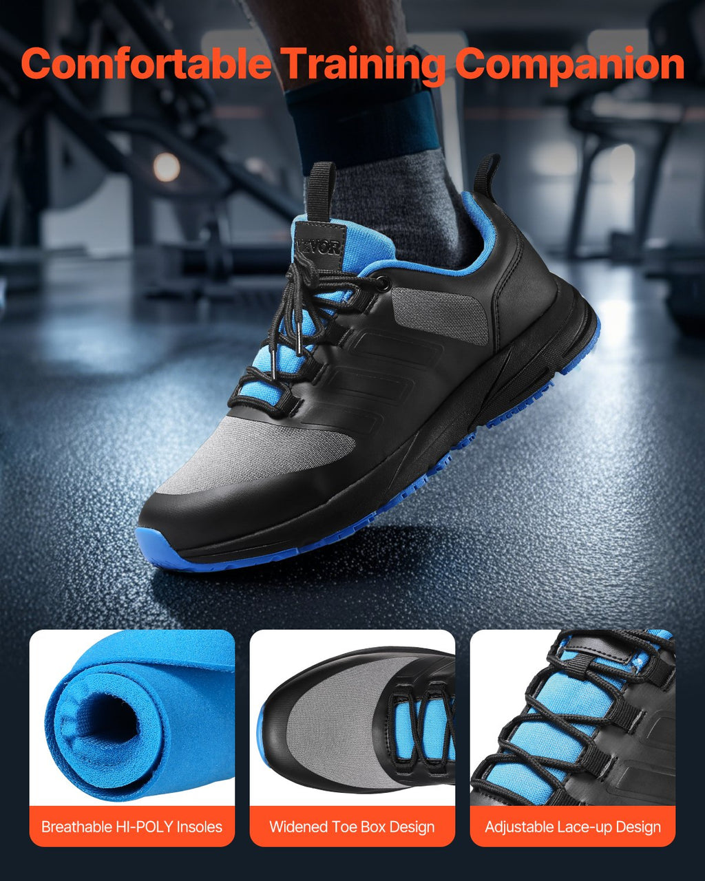 Cross Training Shoes, M Width Sneakers UK Size 9, Wide Toe Box Shoes