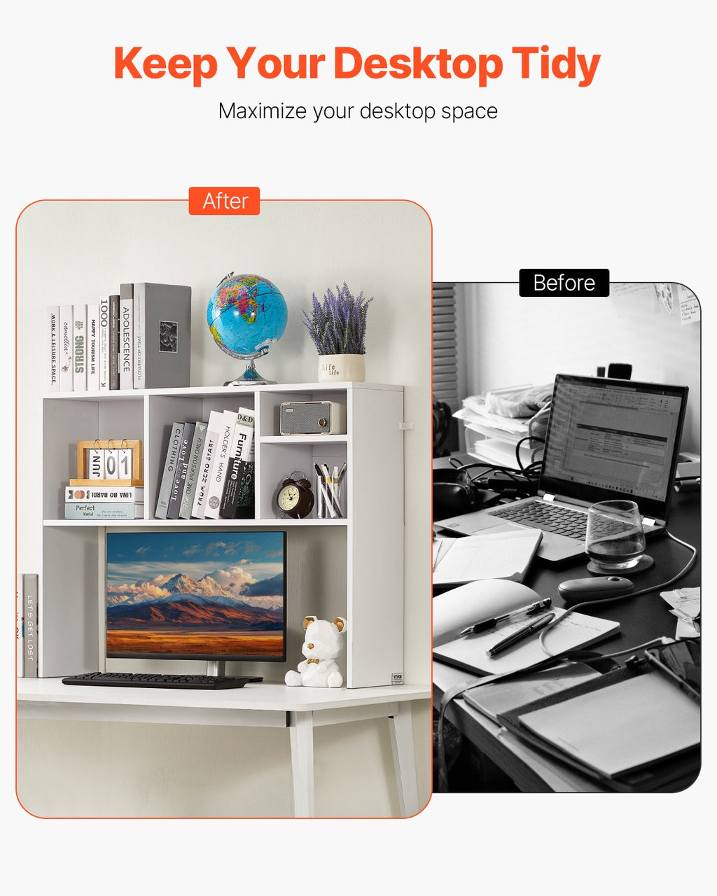 Desktop Bookshelf, 1-Tier Desktop Storage Organizer, 37 x 9.4 x 28.7