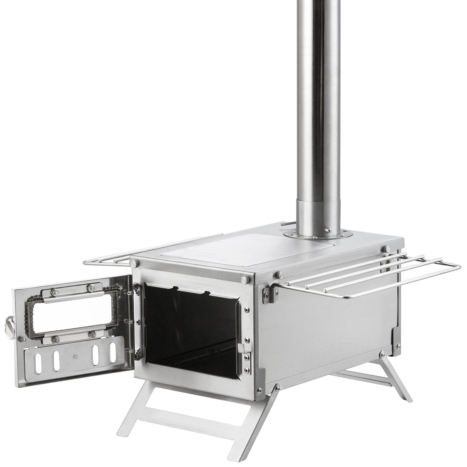 Wood Stove, 203.20 cm, Stainless Steel Camping Tent Stove, Portable