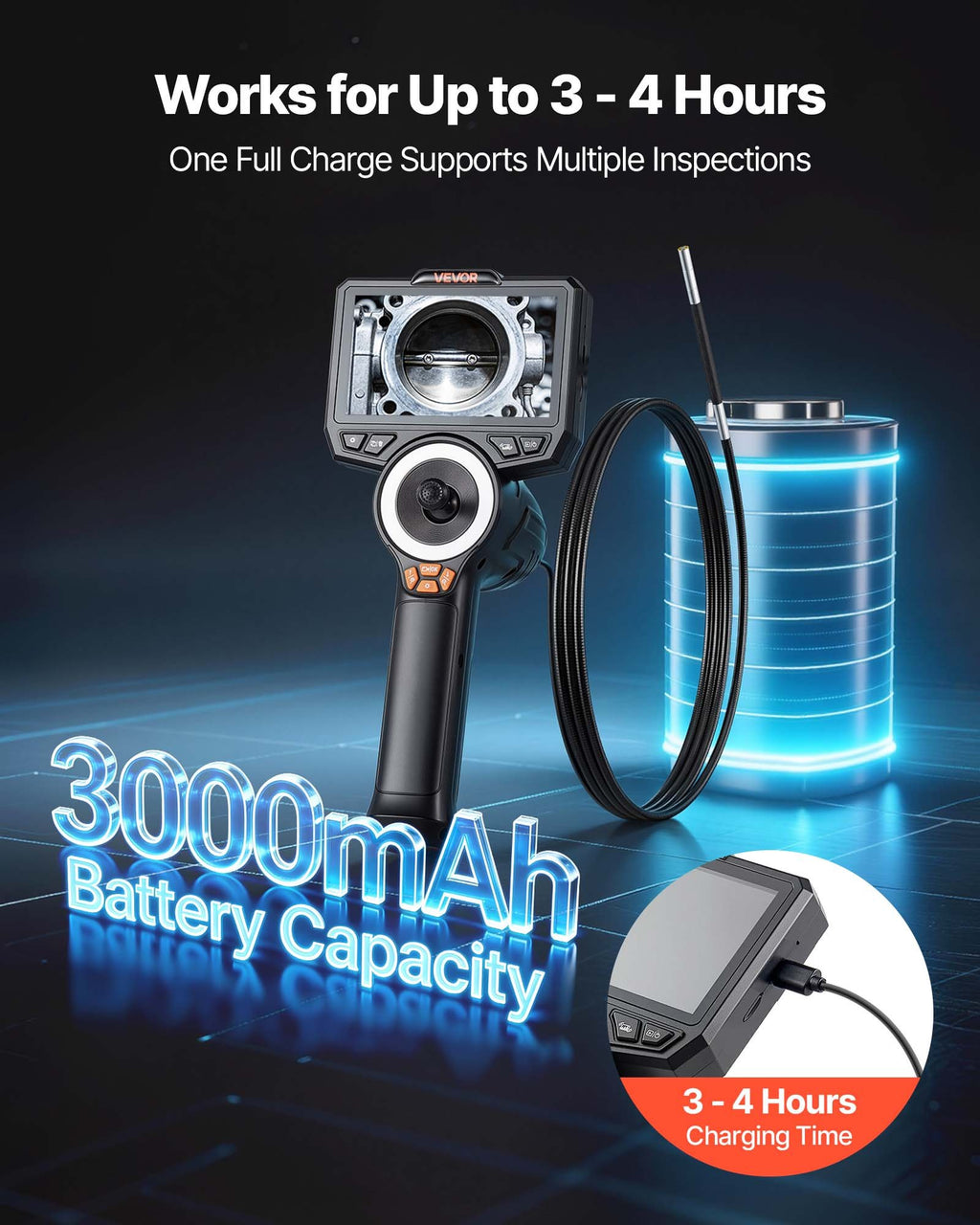 Articulating Borescope with 3.9mm Ultra Slim Lens, 4-Way 360°