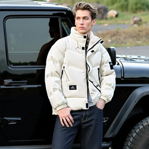 Mens Stand Collar Puffer Jacket - Cart2u.ro